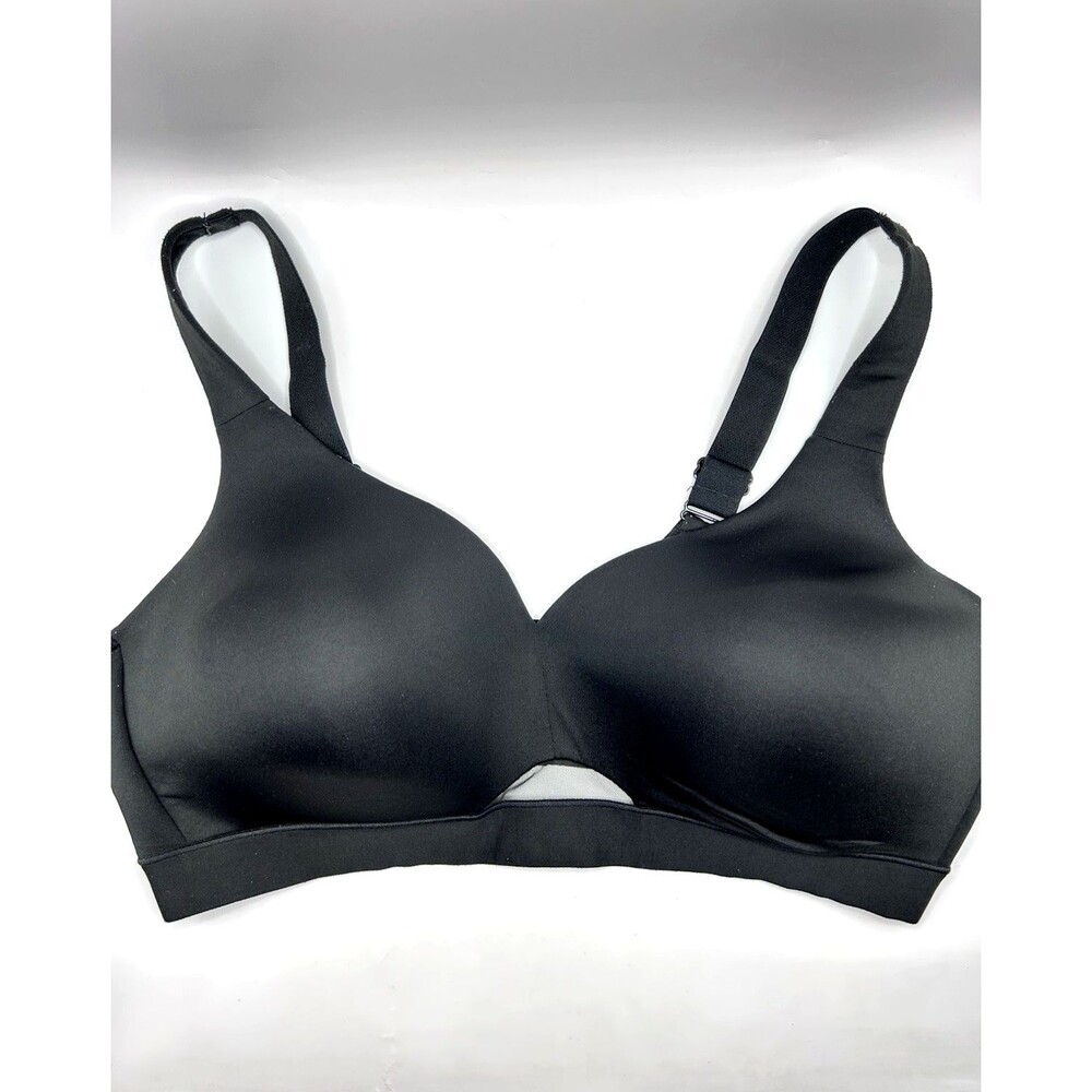 Lane Bryant Cacique Black Wireless Bra 42D Lightly Lined No-Wire Mesh Insert